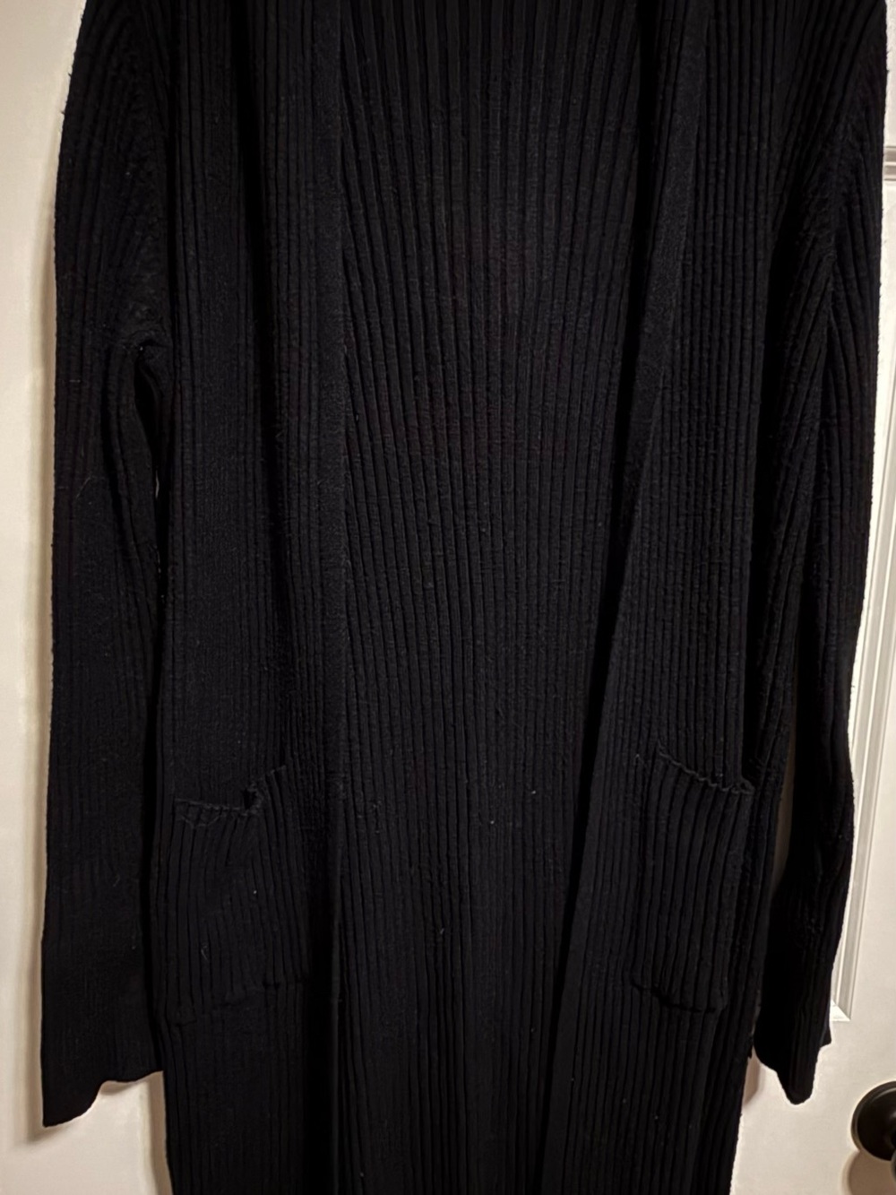 Cyrus Black Ribbed Longline Cardigan with Pockets
